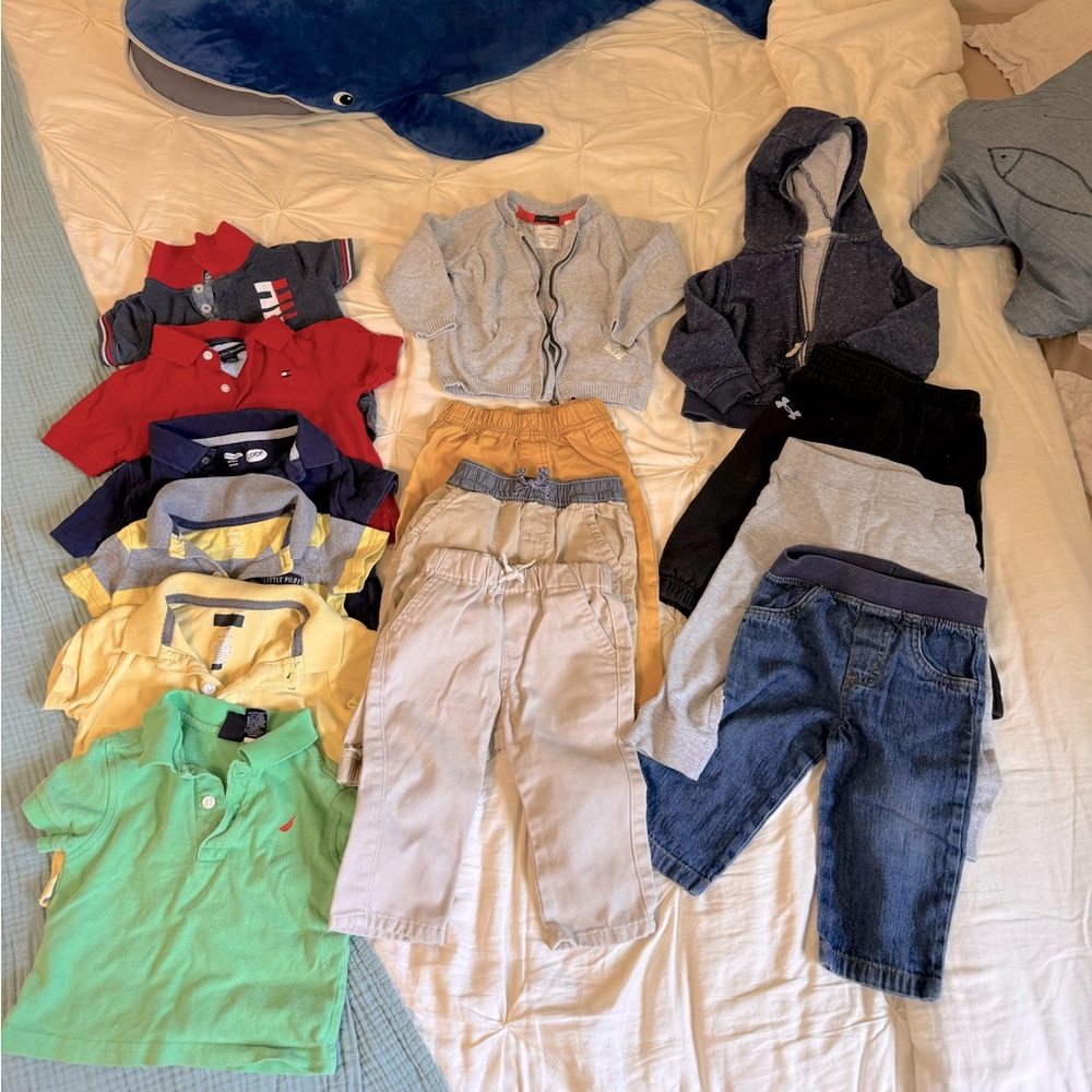 Huge bundle of baby clothes 14PC Zara, Tommy Hilfiger, Nautica 12-18m